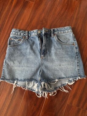 Topshop Light Blue Frayed Hem Denim Shorts